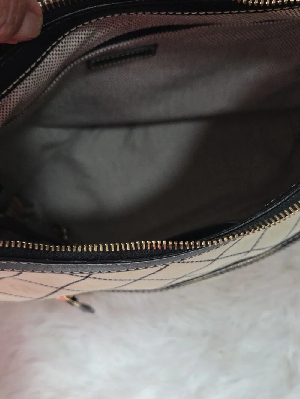 Dooney & Bourke Cream Shoulder Hobo with Black Trim